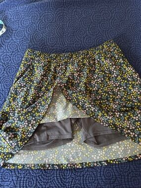 Toad&Co Black High-Low Skirt with Yellow and Pink Floral Print